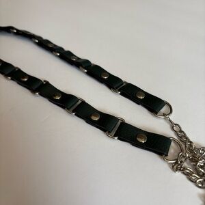 Dark Green Leather Chain Belt
